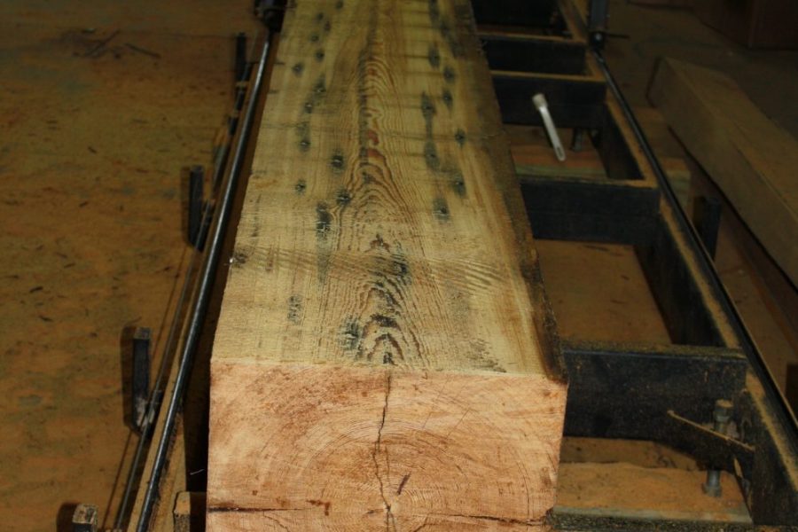 Heart Pine Beams Ready to be Reclaimed