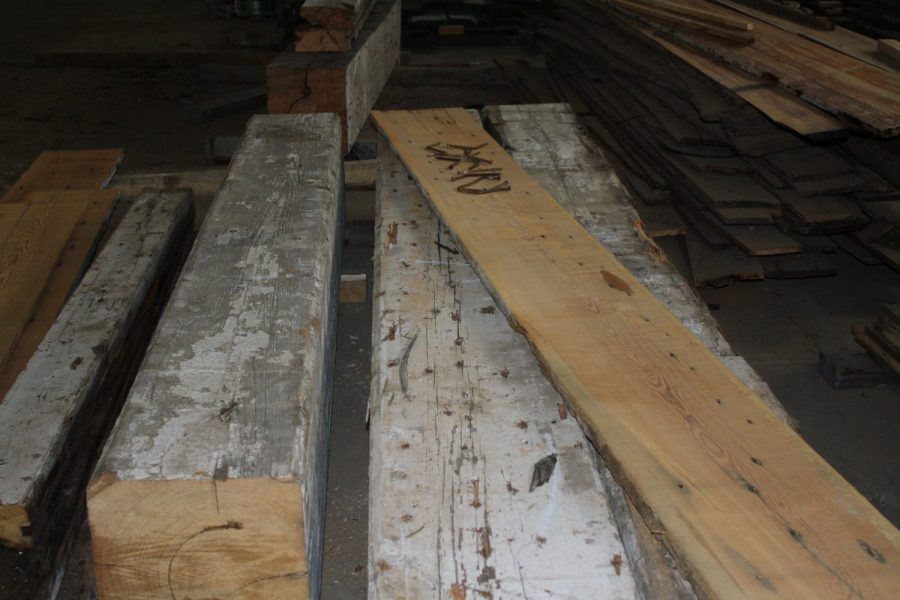 Heart Pine Beams Ready to be Reclaimed