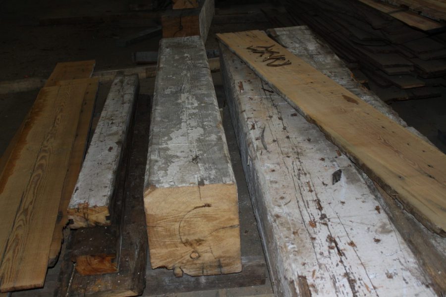 Heart Pine Beams Ready to be Reclaimed